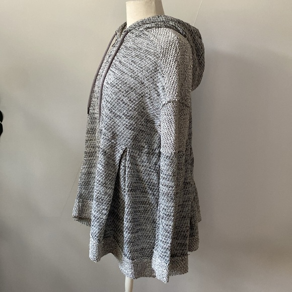 Free People Hoodie Sweater Zip Front Raw Seams Oversized Pleats Hood - Picture 2 of 9